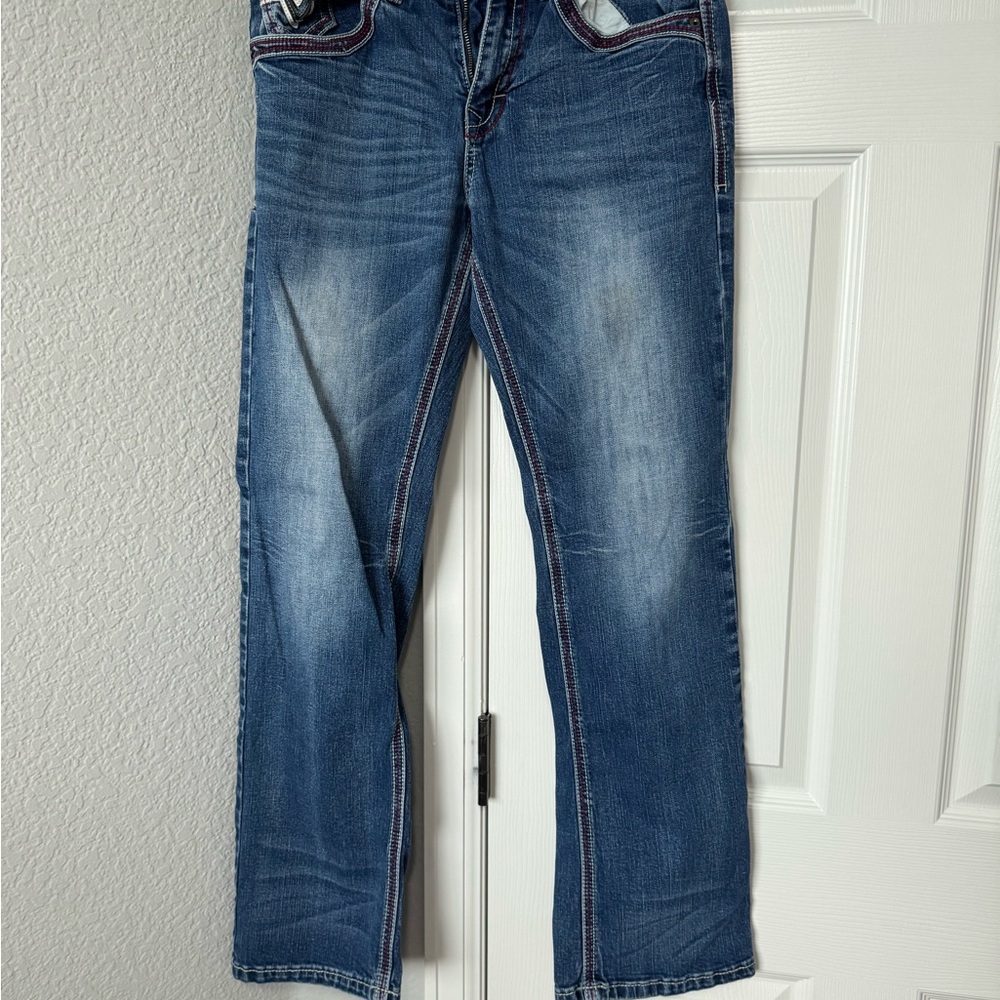 Black Blue Bootcut Jeans with Natural Fading